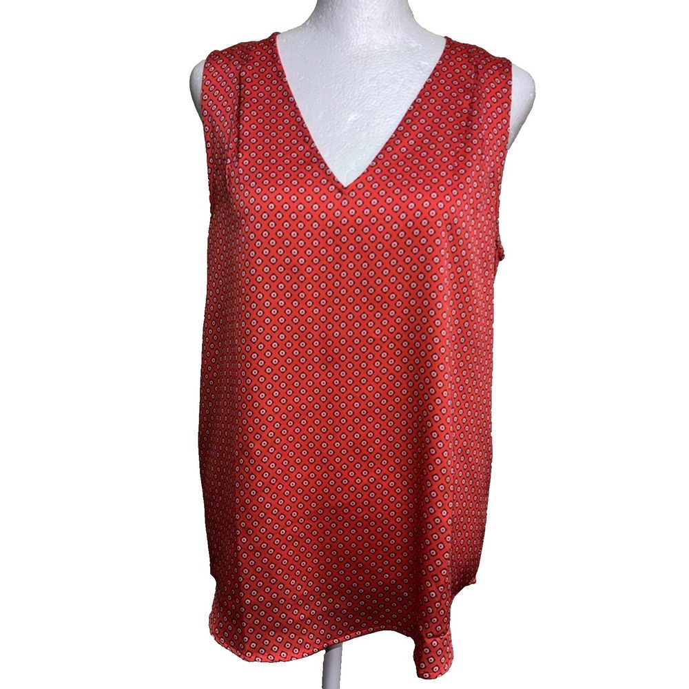 Banana Republic Shirt S Red Geo Print Tank Top Professional Workwear Sleeveless